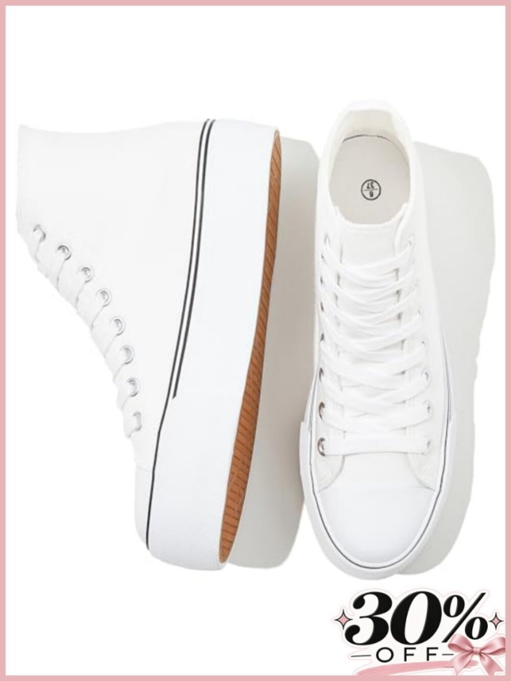 Women High Top Platform Canvas Sneakers White